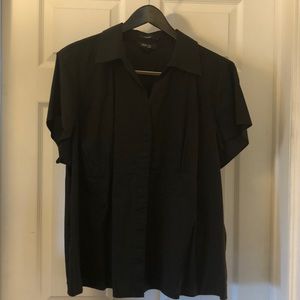 24W Black Style & Co Short Sleeve Button Down